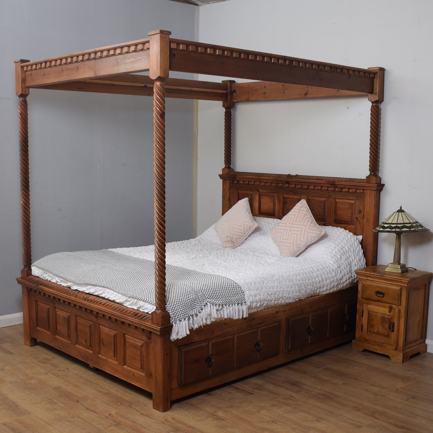 Solid Pine King Size Four Poster Bed