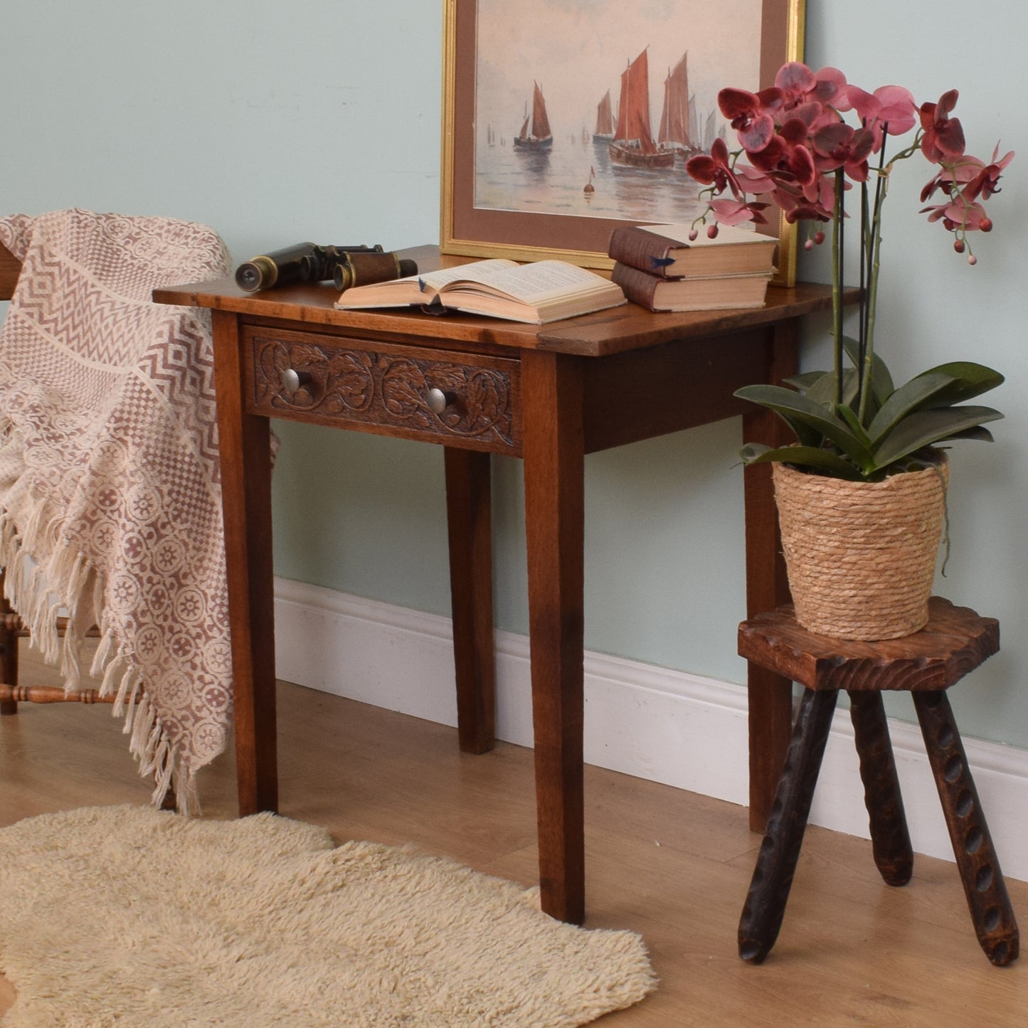 Carved Oak Side Table