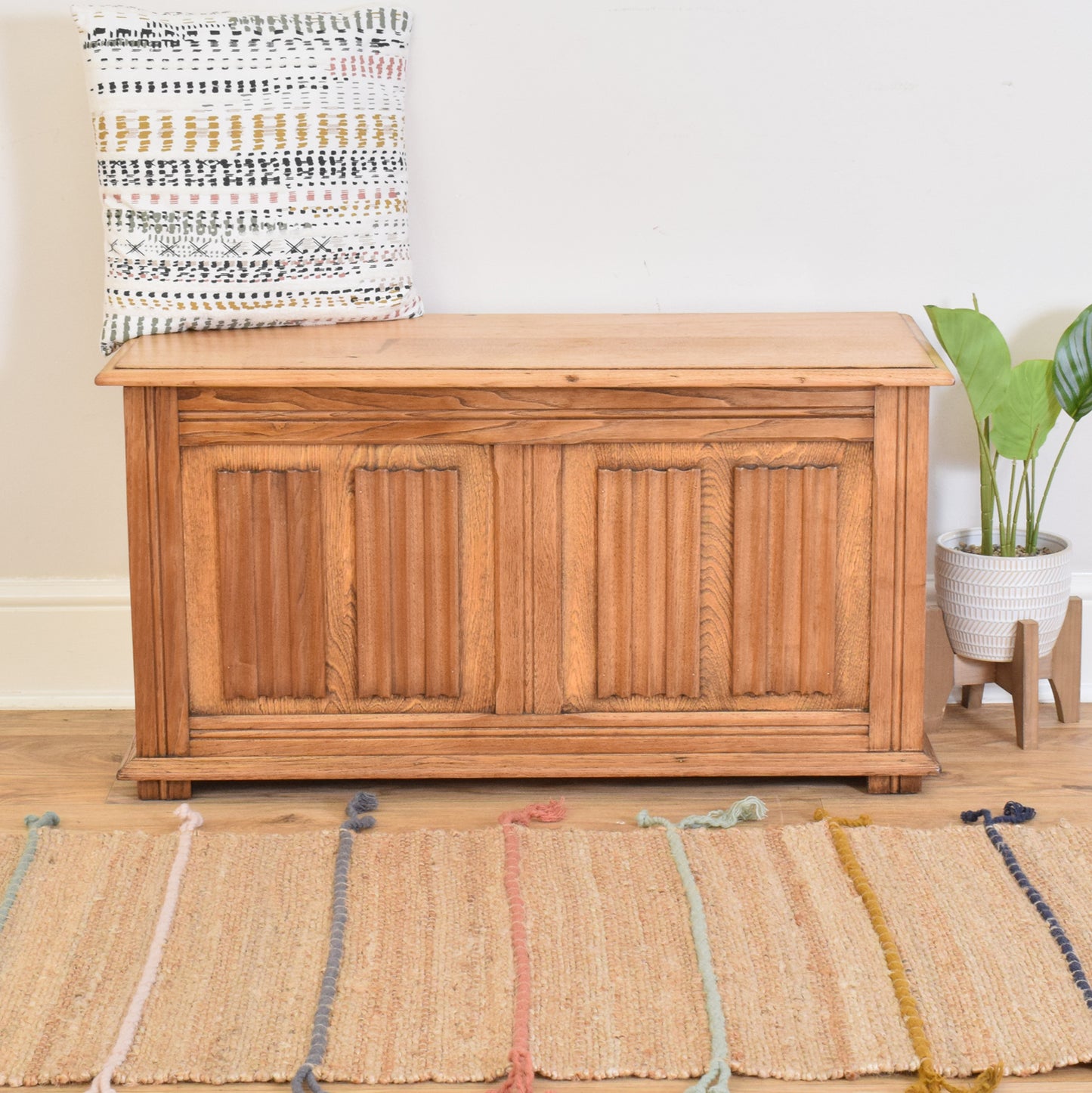 Restored Oak Linenfold Blanket Box