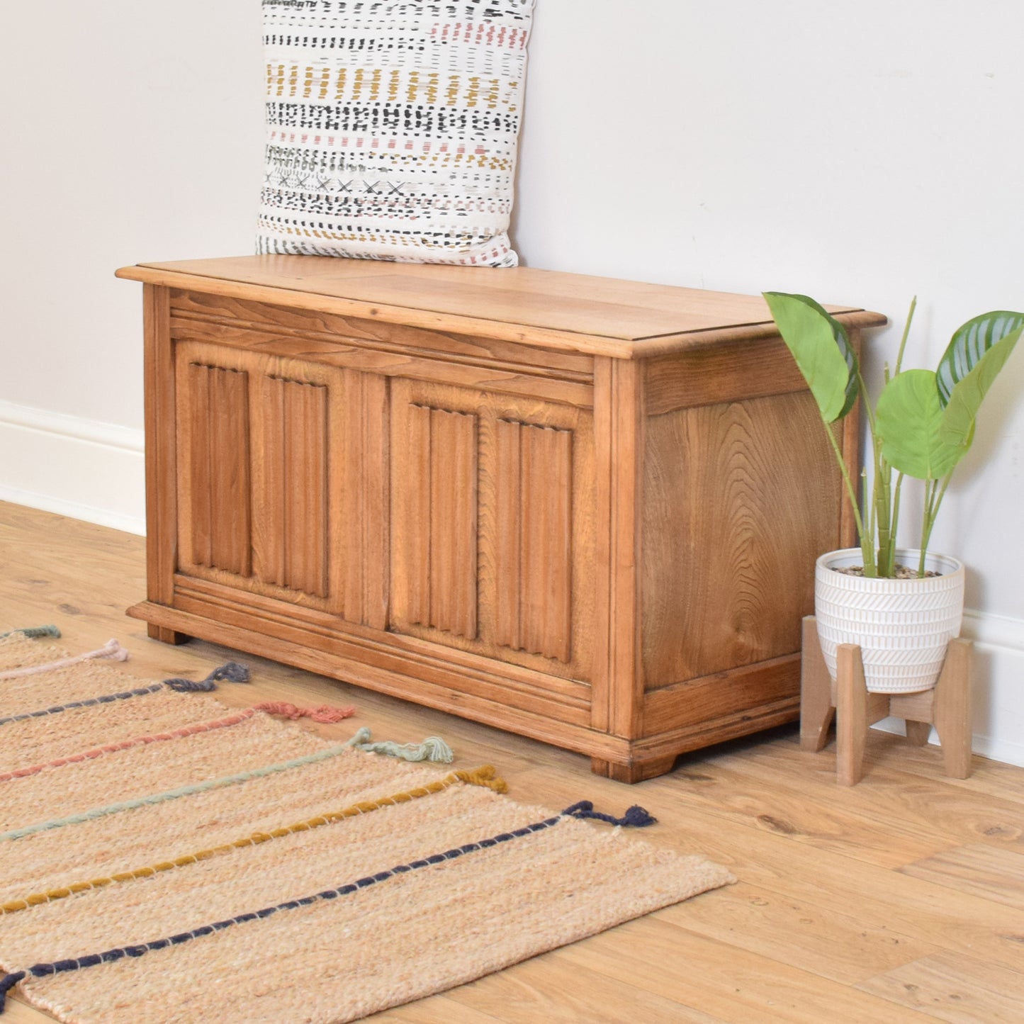 Restored Oak Linenfold Blanket Box