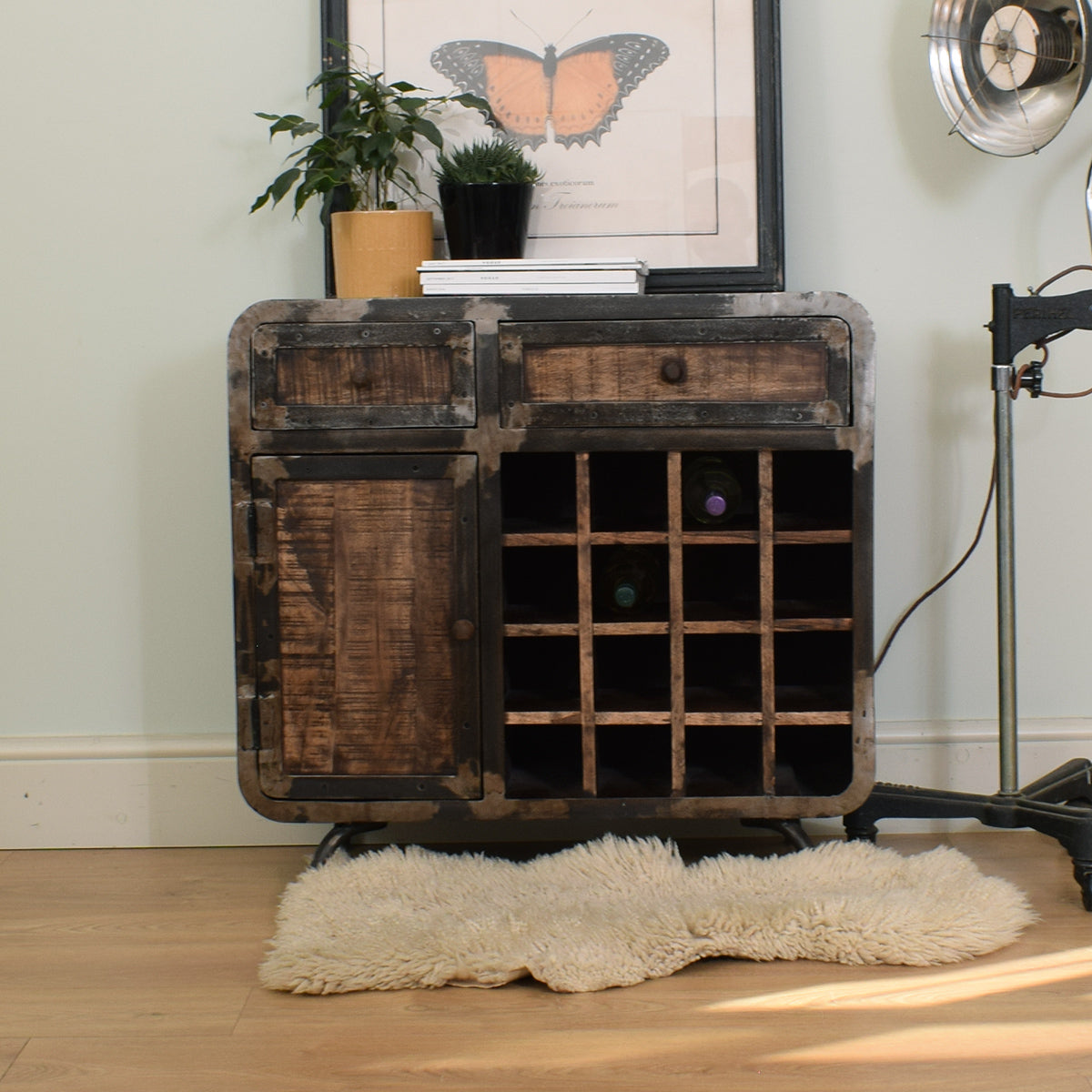 Mango & Steel Wine Cabinet