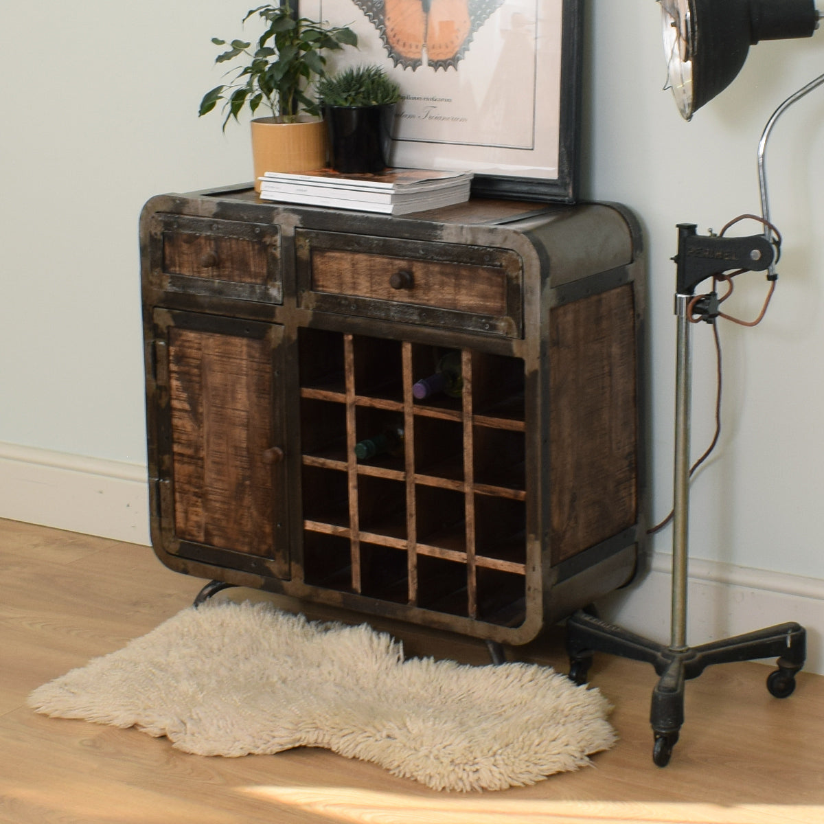 Mango & Steel Wine Cabinet