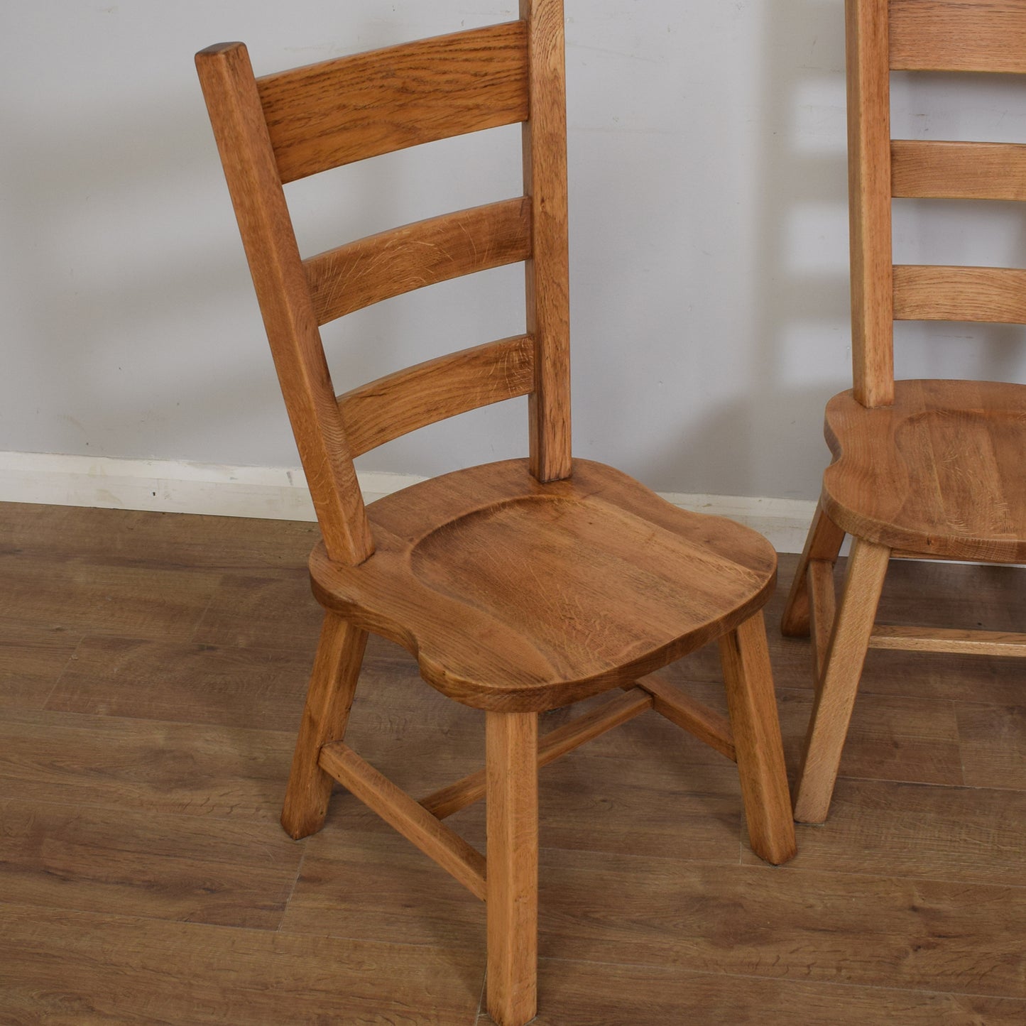 Solid Oak Pedestal Table And Four Chairs