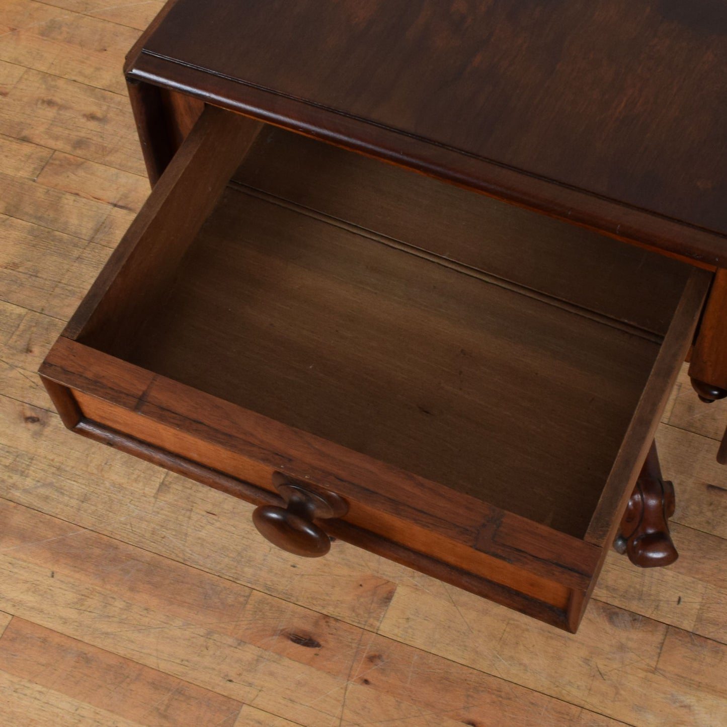 Carved Mahogany Regency Style Drop-Leaf Table and Two