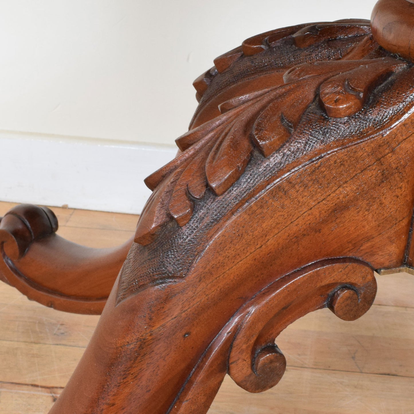 Carved Mahogany Regency Style Drop-Leaf Table and Two