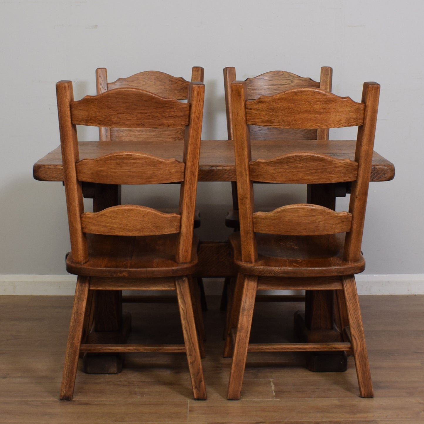 Solid Oak Table And Four Chairs