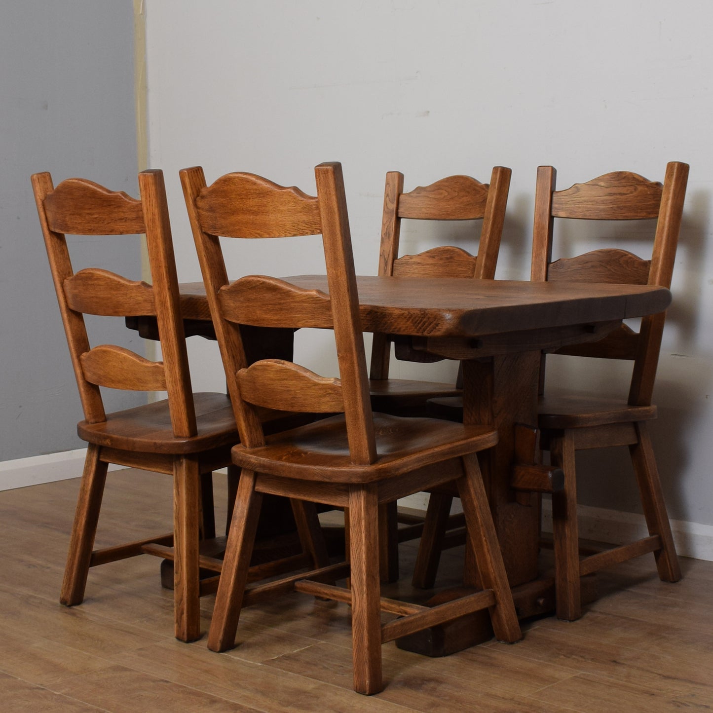 Solid Oak Table And Four Chairs