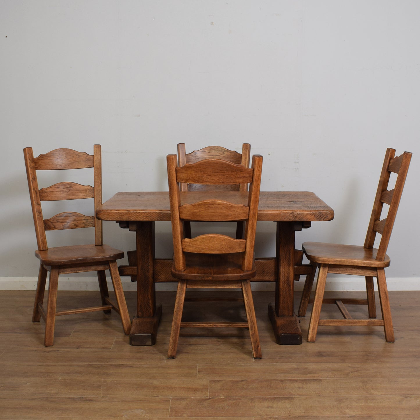 Solid Oak Table And Four Chairs