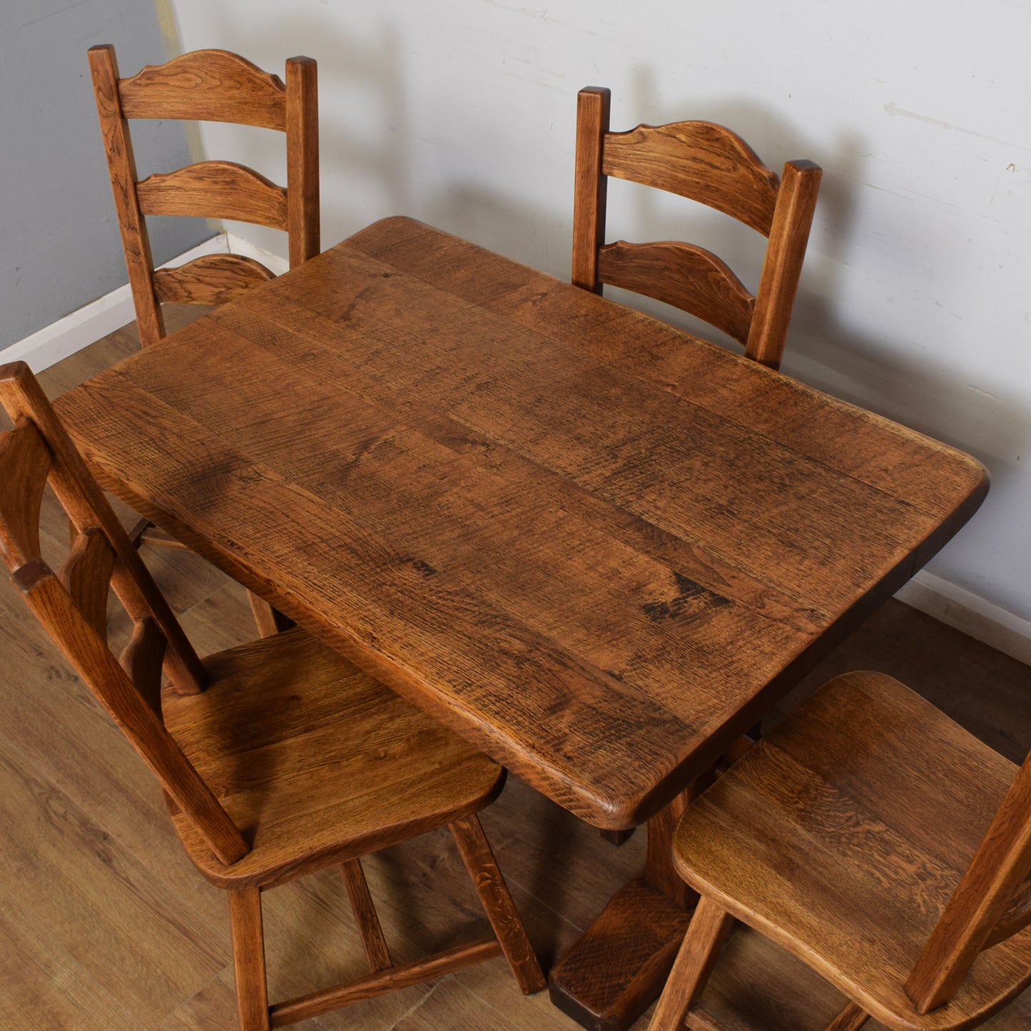 Solid Oak Table And Four Chairs