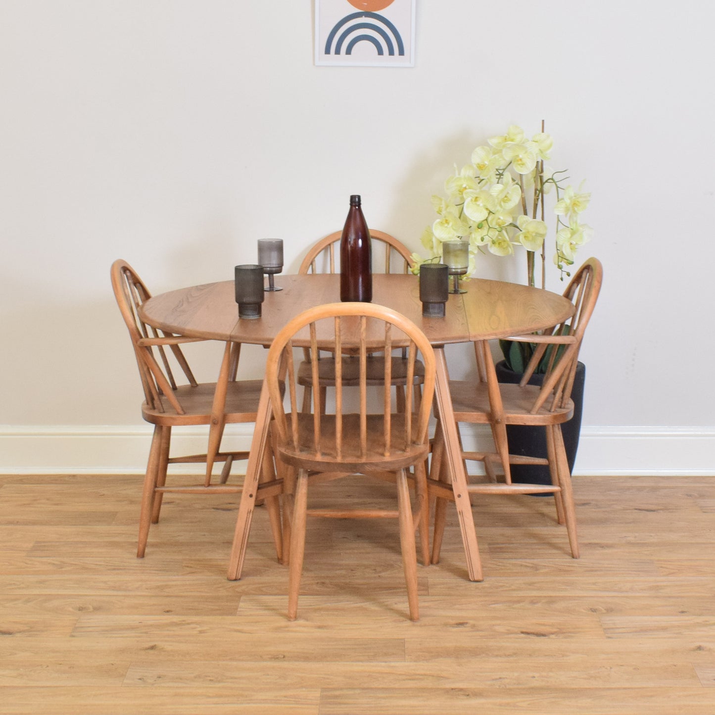 Restored Ercol Drop-Leaf Table and Four