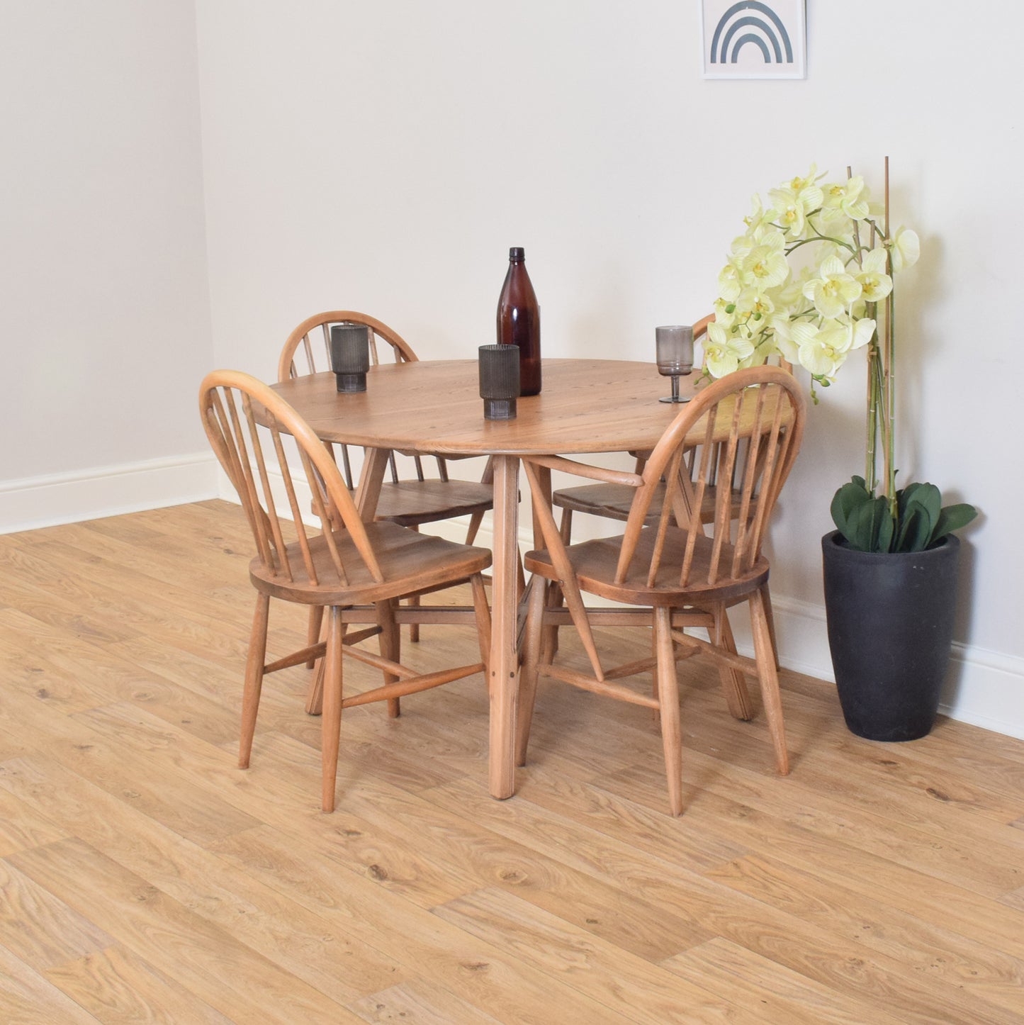 Restored Ercol Drop-Leaf Table and Four