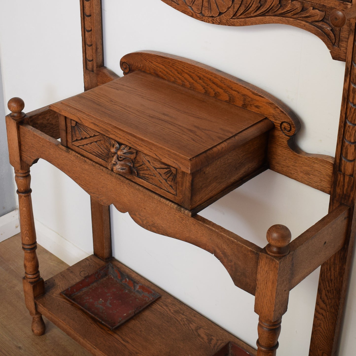 Restored Carved Oak Hall Stand