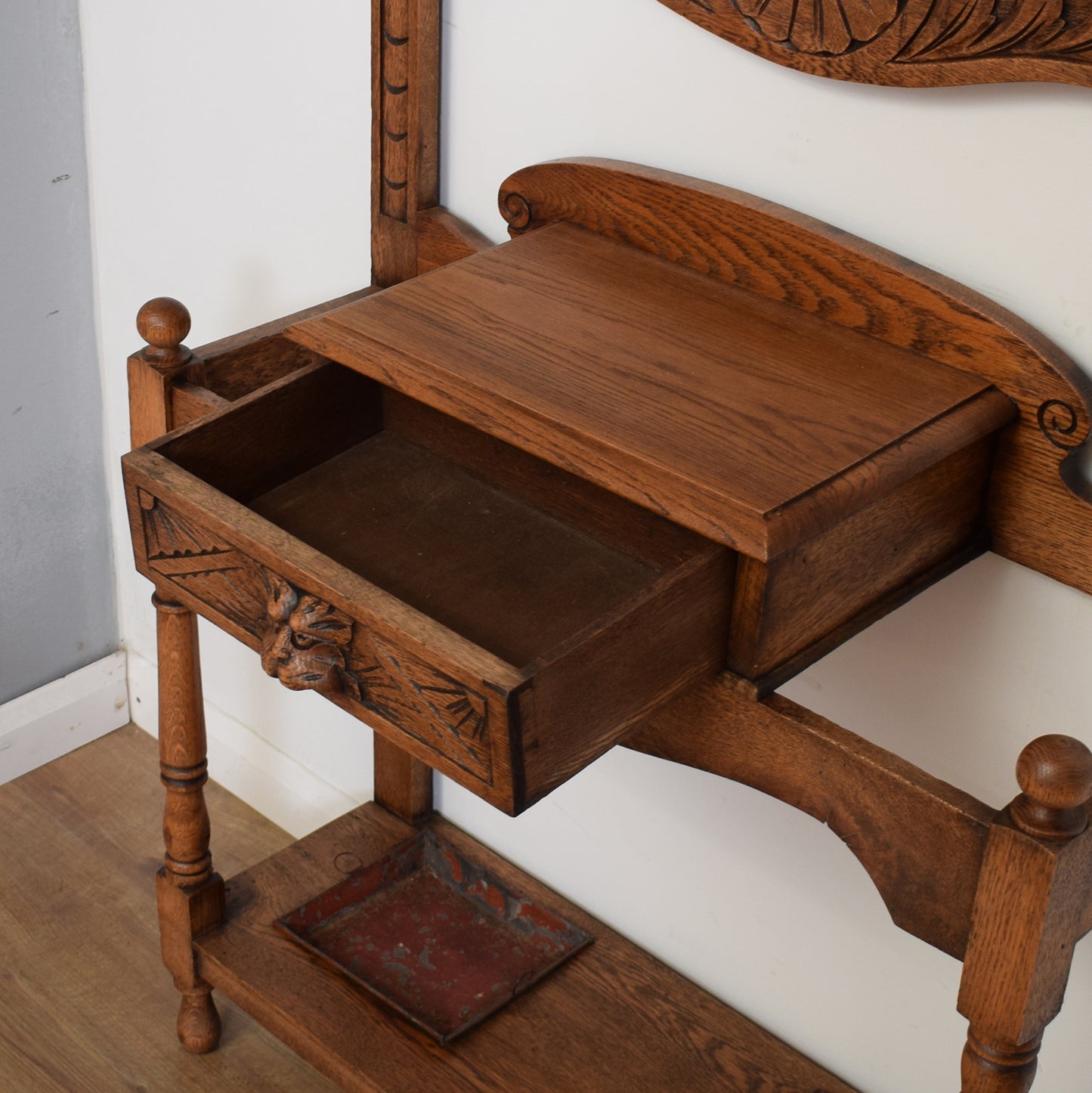 Restored Carved Oak Hall Stand