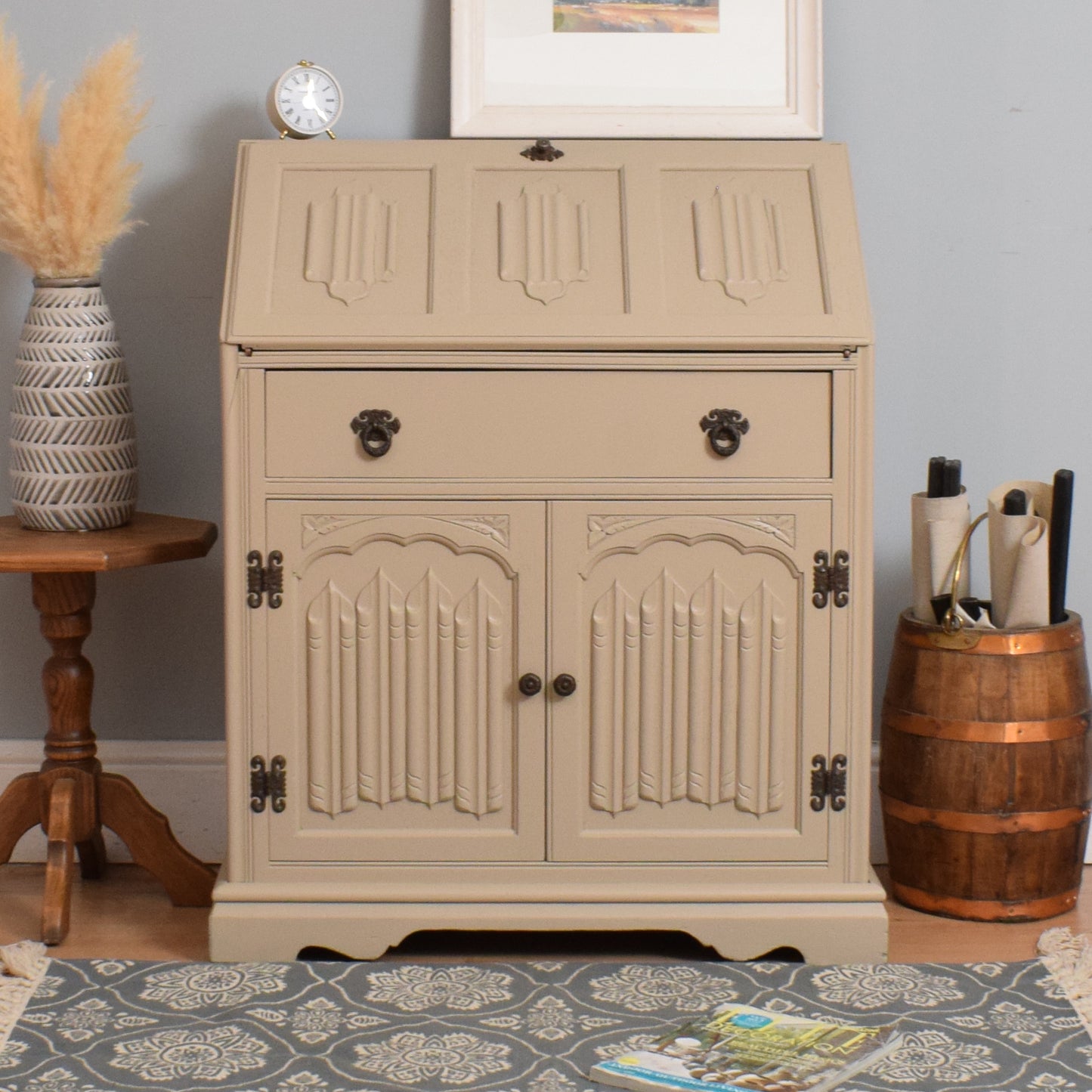 Painted Linenfold Bureau