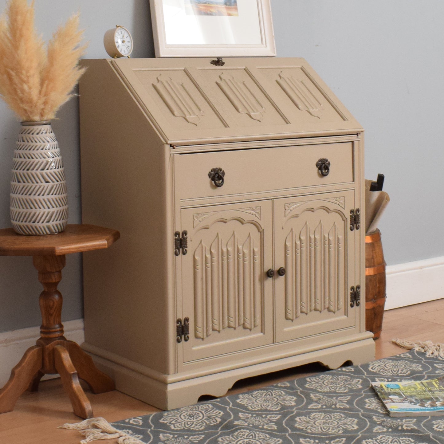 Painted Linenfold Bureau