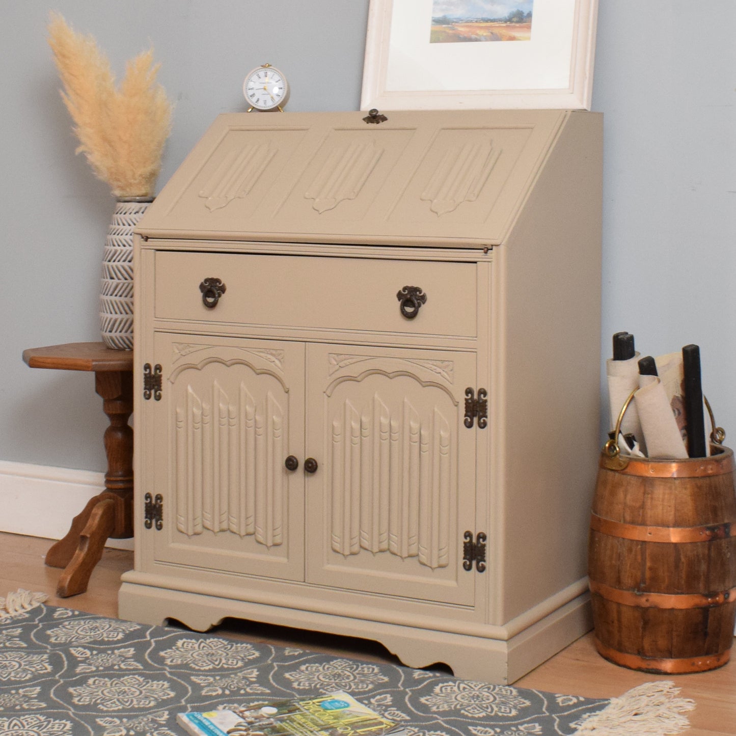 Painted Linenfold Bureau