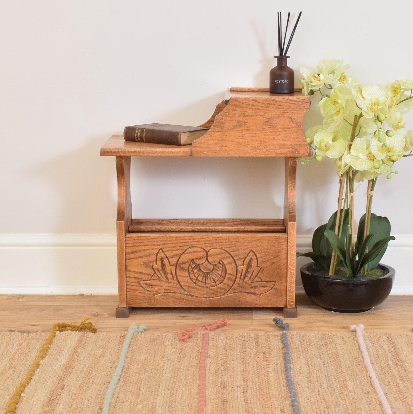 Restored Oak Magazine Rack