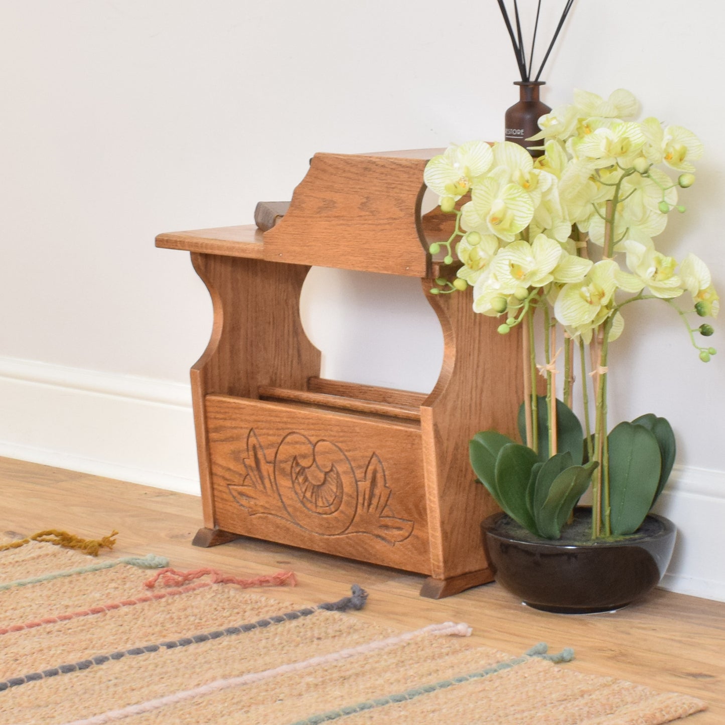 Restored Oak Magazine Rack