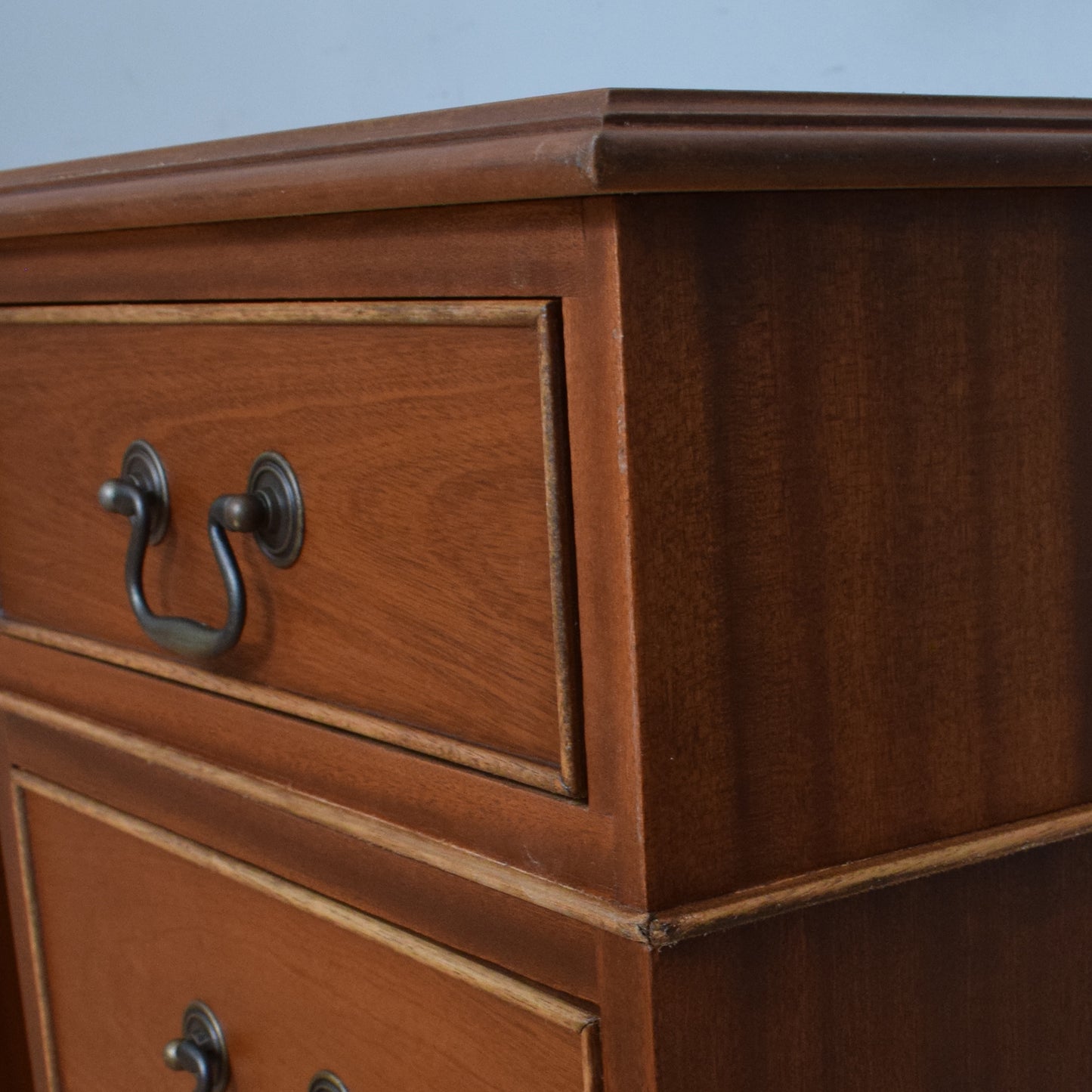 Restored Leather Top Pedestal Desk and Chair