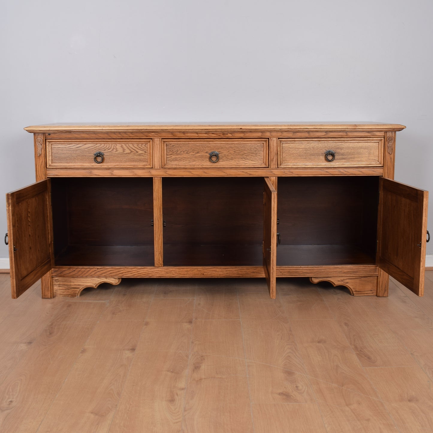 Restored Oak Linen-Fold Sideboard