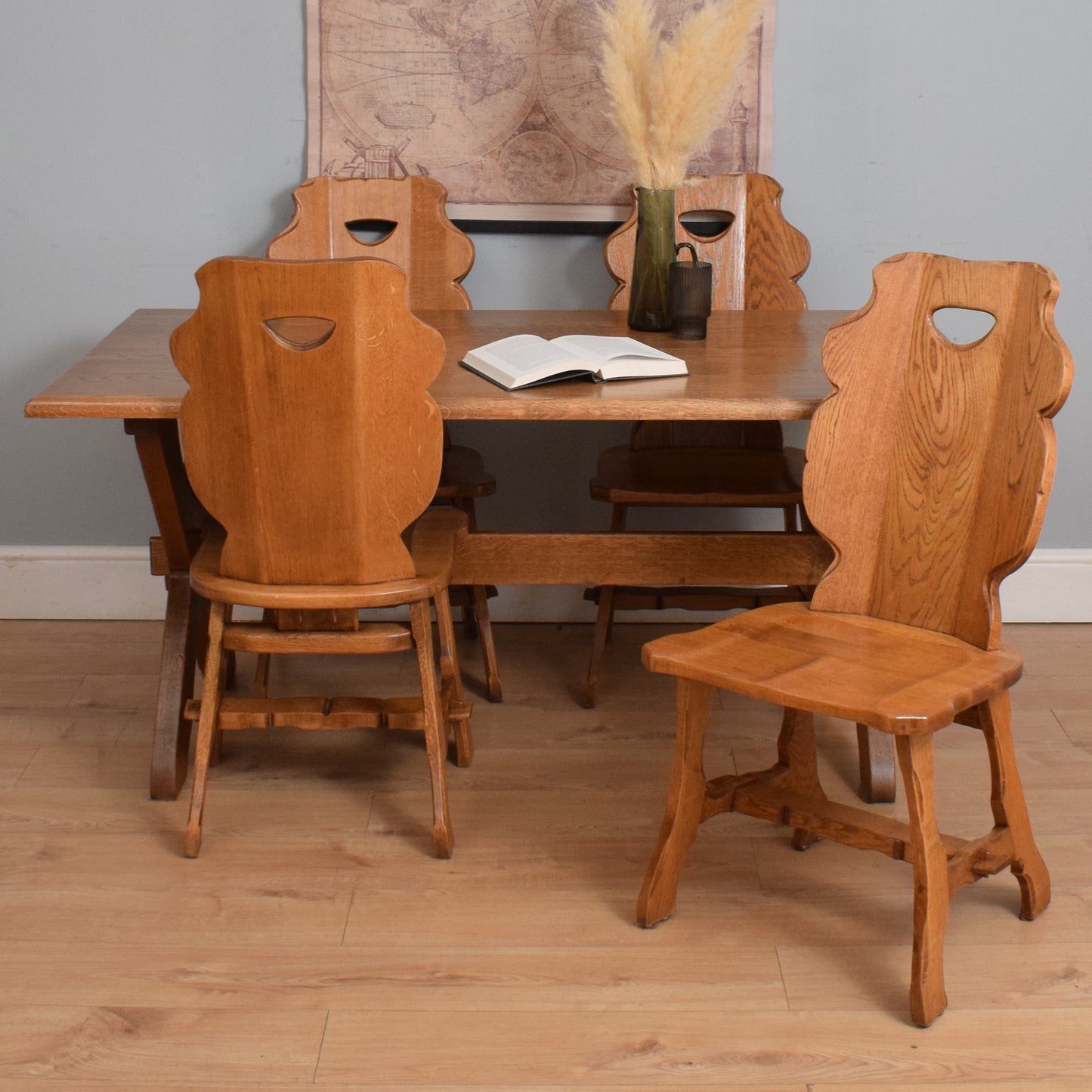 Restored Oak Table and Four Chairs