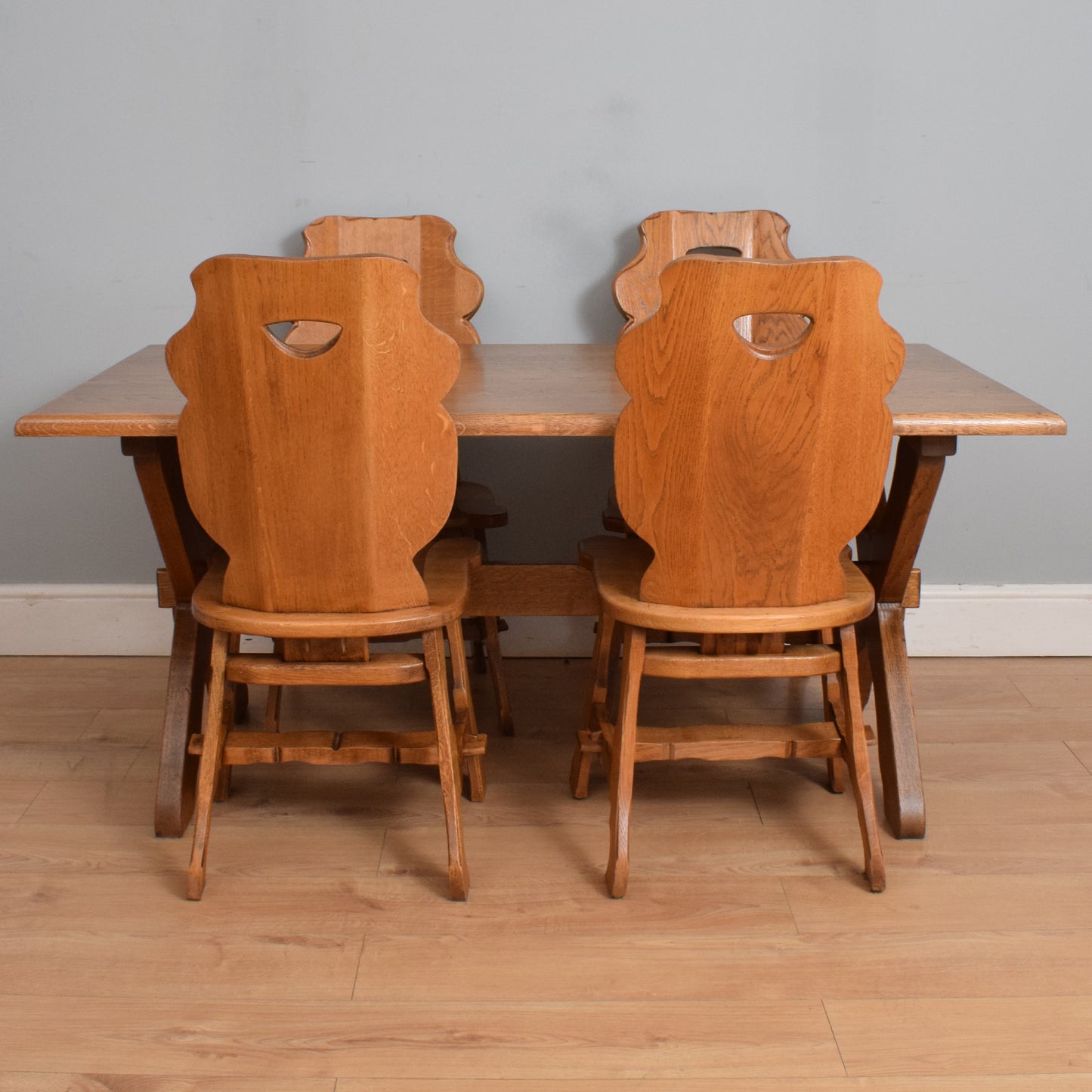 Restored Oak Table and Four Chairs