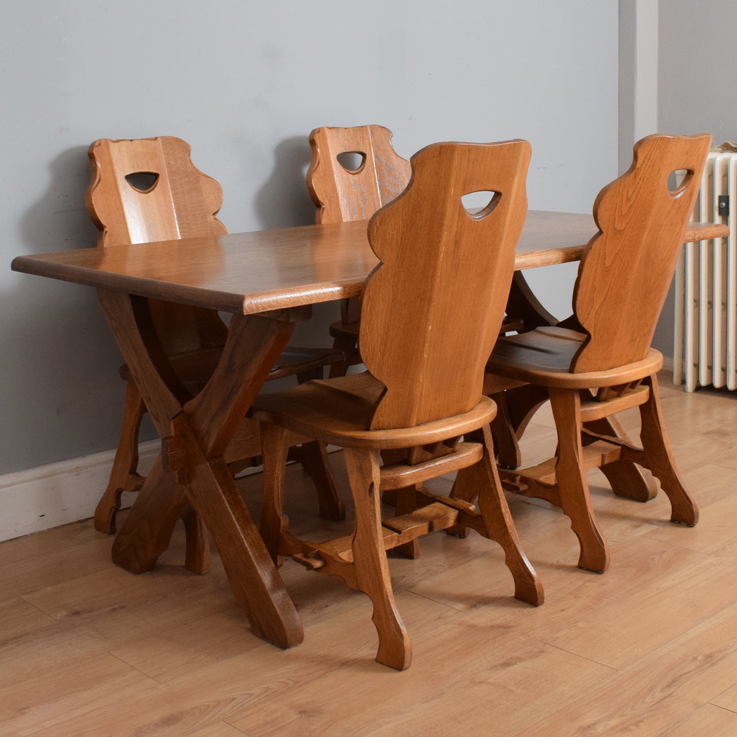 Restored Oak Table and Four Chairs