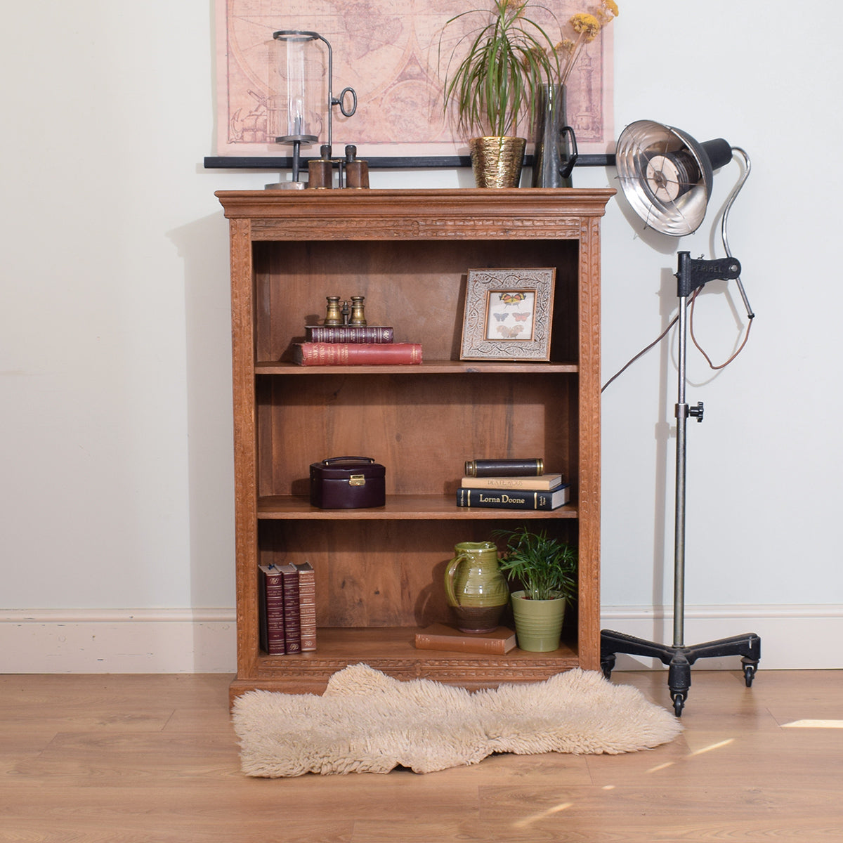 Medium Carved Mango Wood Bookcase