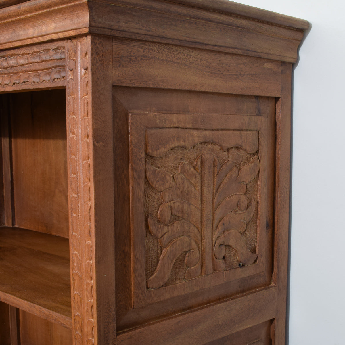 Medium Carved Mango Wood Bookcase