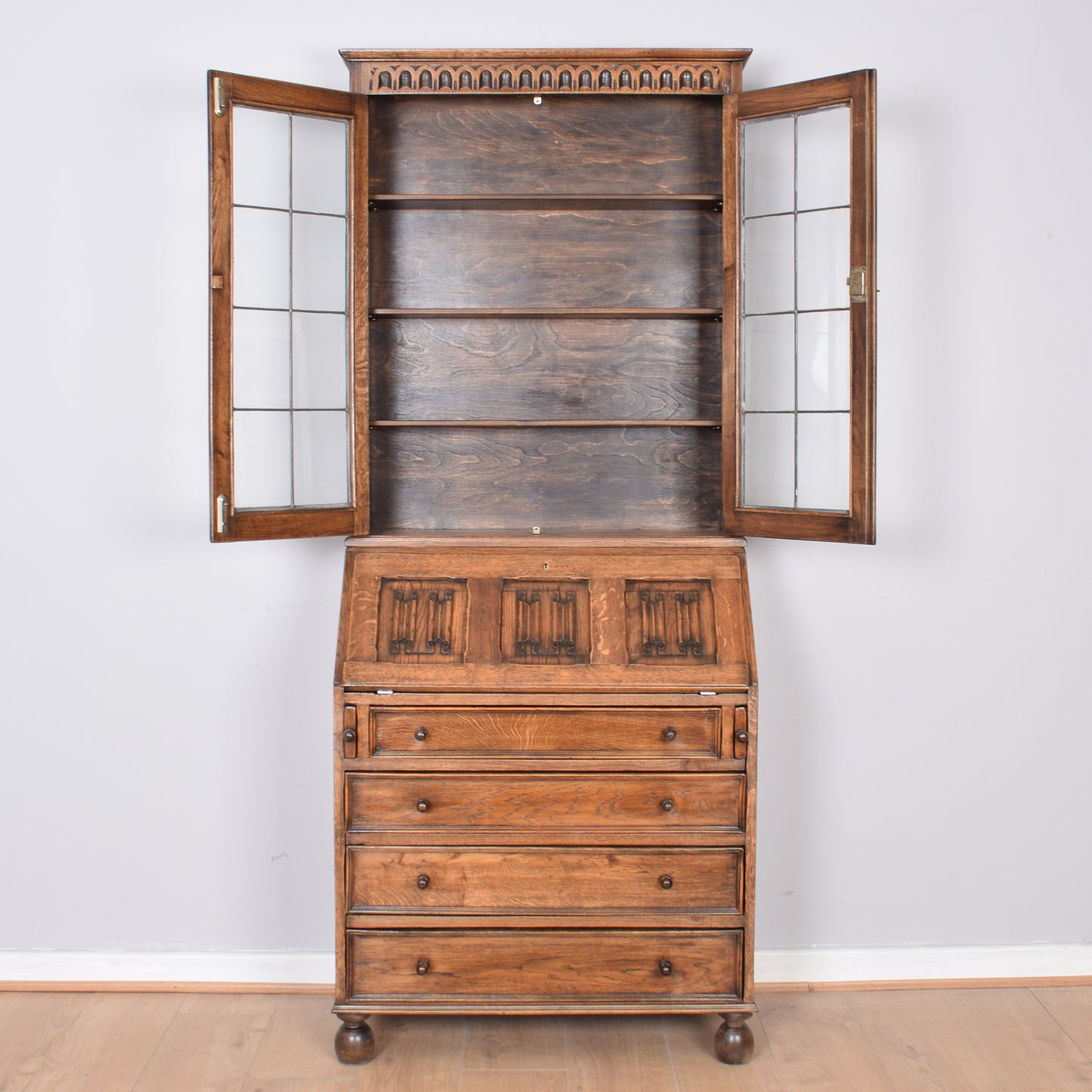 Oak Bureau Bookcase