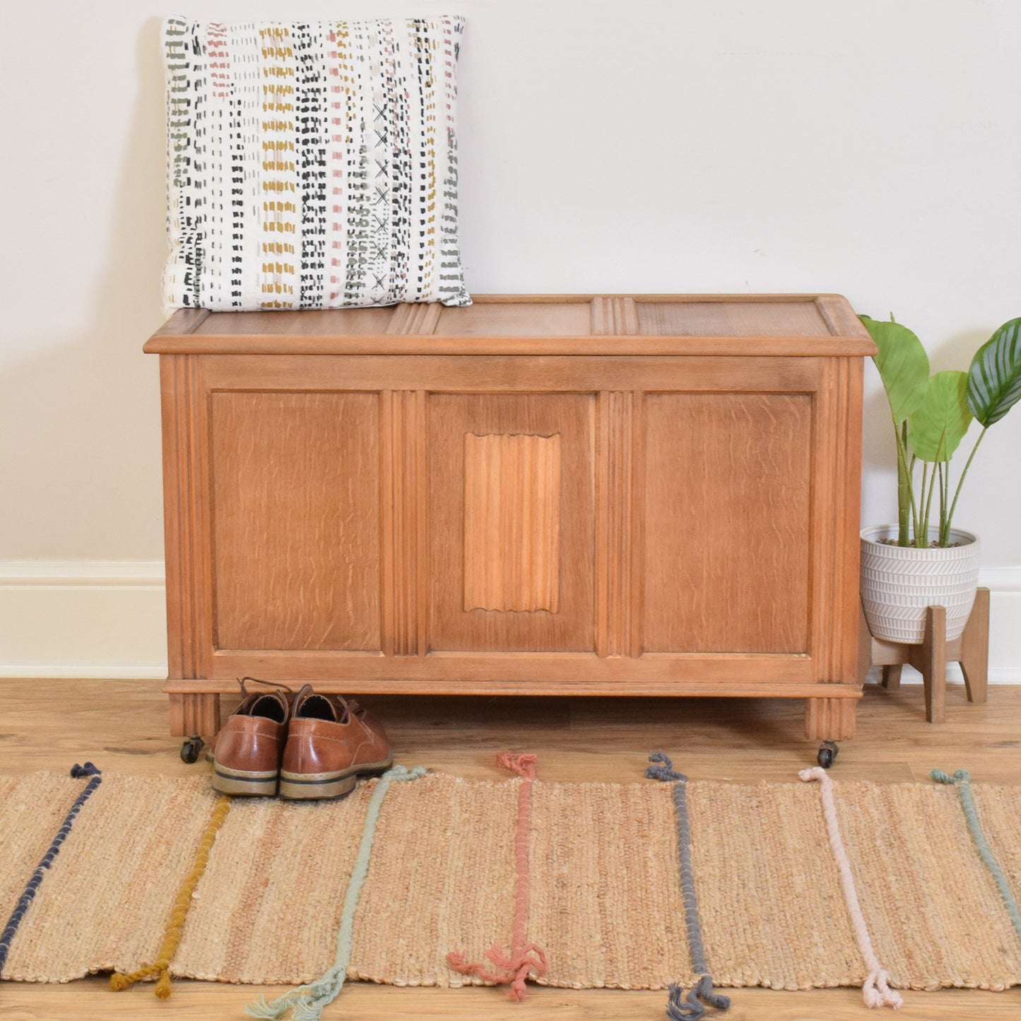Restored Oak Linenfold Blanket Box