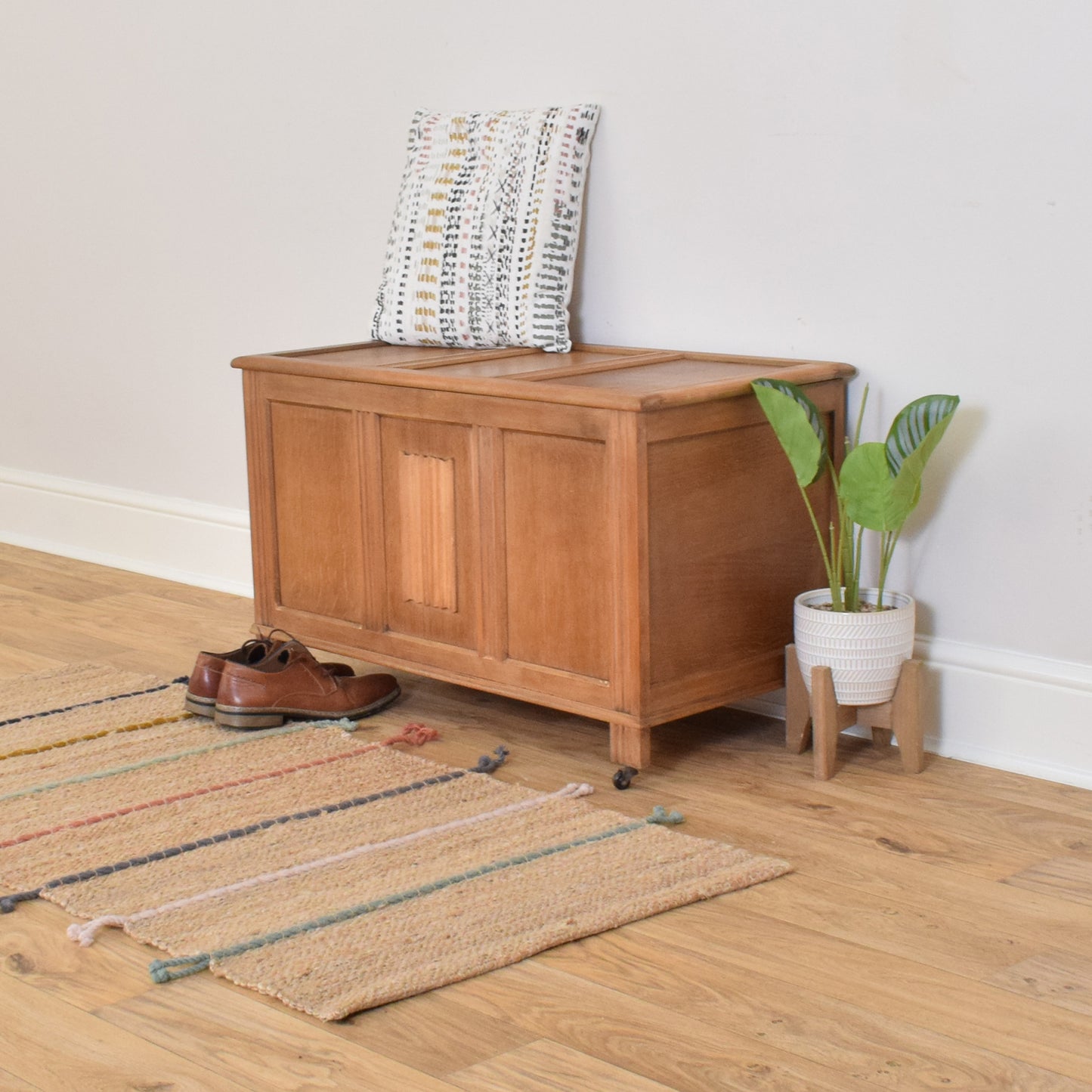 Restored Oak Linenfold Blanket Box