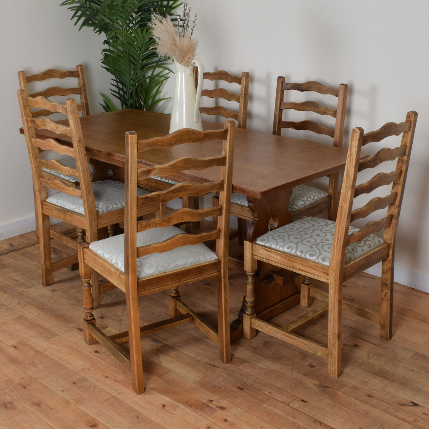 Restored Oak Table and Six Chairs