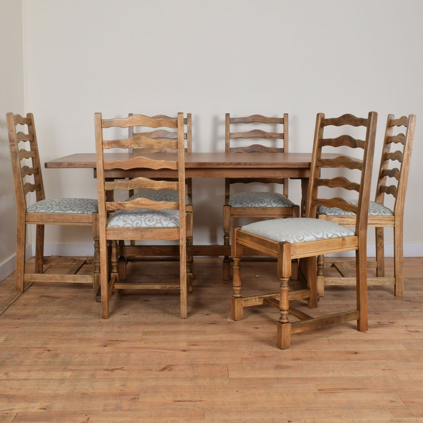 Restored Oak Table and Six Chairs