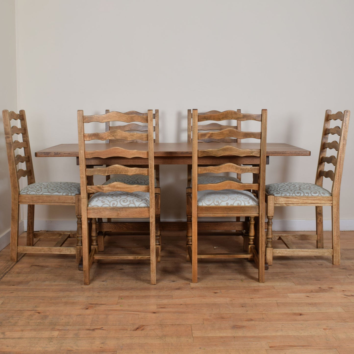 Restored Oak Table and Six Chairs