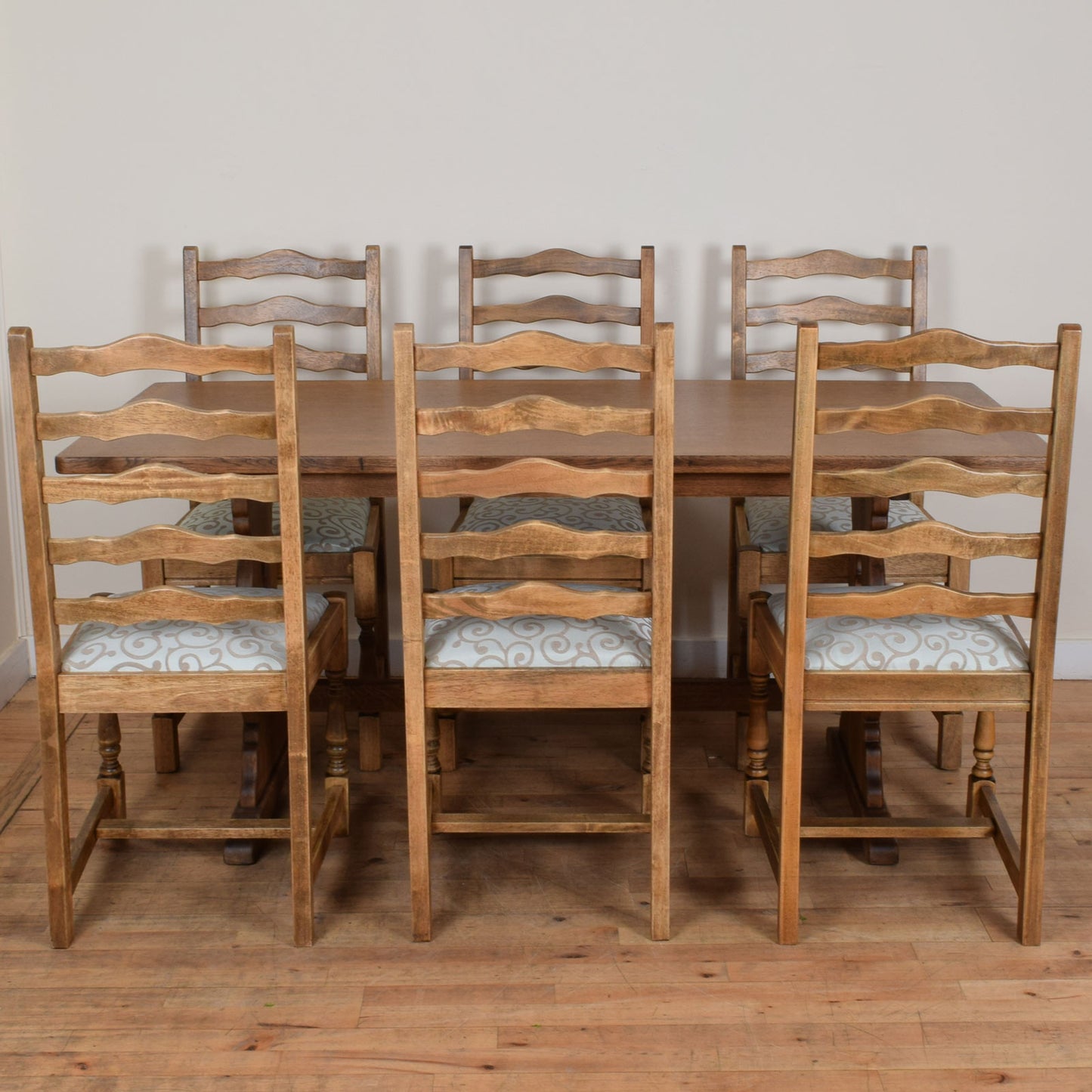 Restored Oak Table and Six Chairs