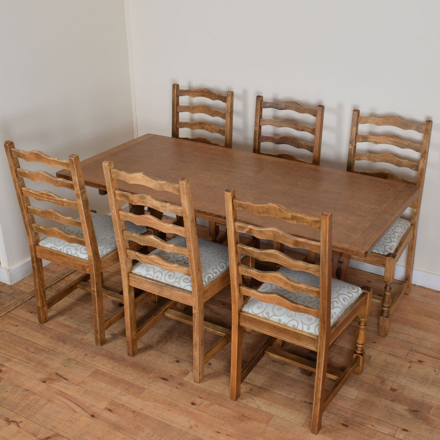 Restored Oak Table and Six Chairs