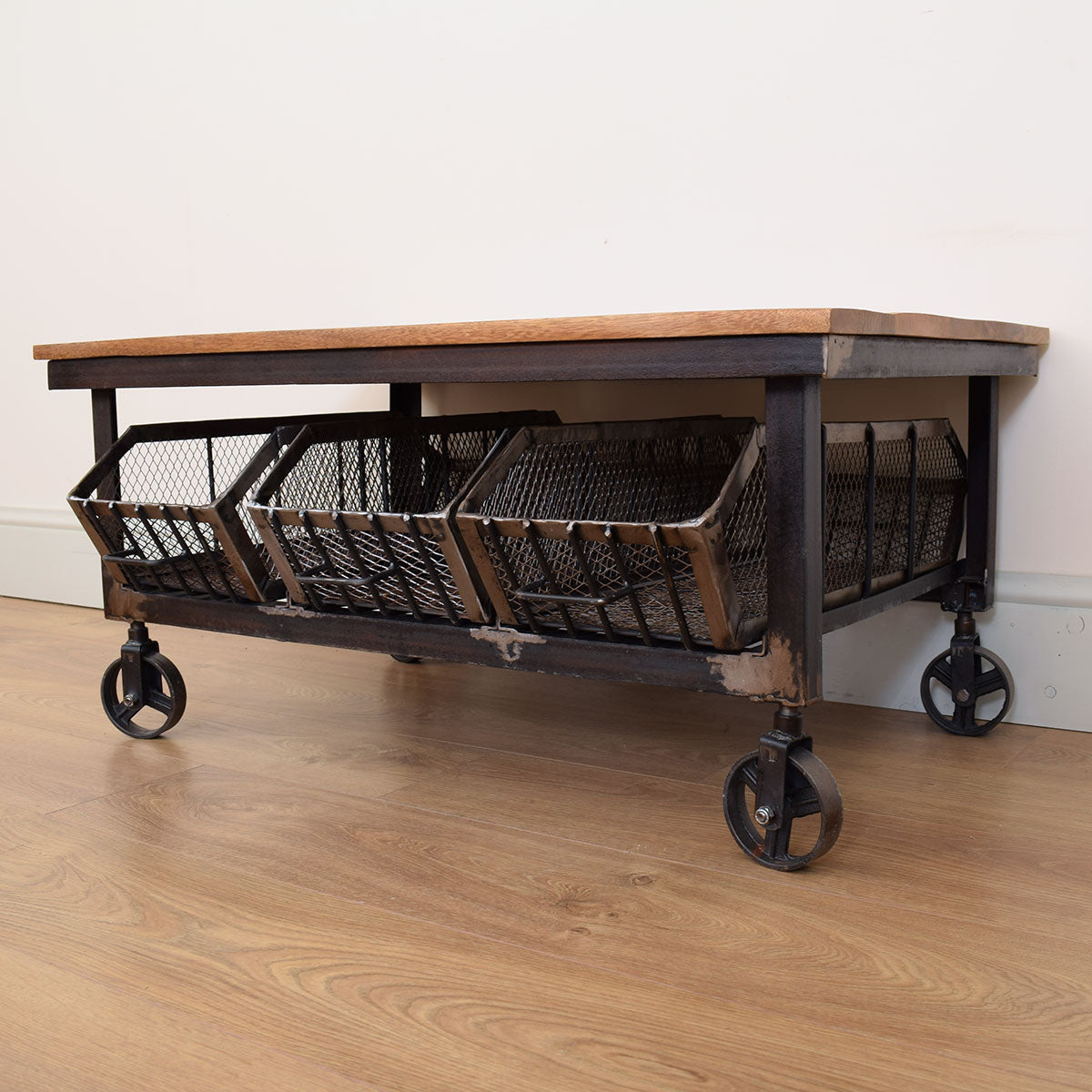 Mango Wood & Metal Industrial Style Coffee Table