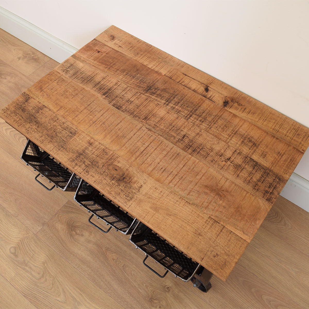 Mango Wood & Metal Industrial Style Coffee Table