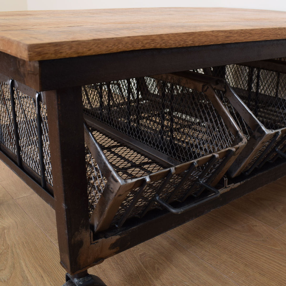 Mango Wood & Metal Industrial Style Coffee Table