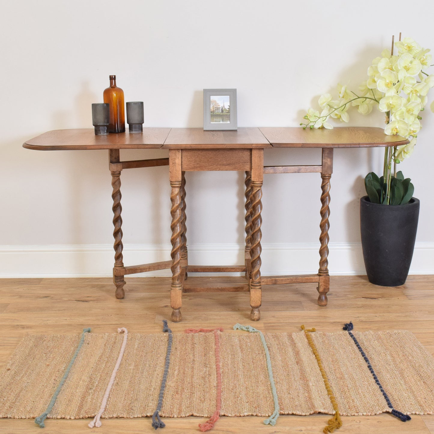 Restored Oak Drop-Leaf Table
