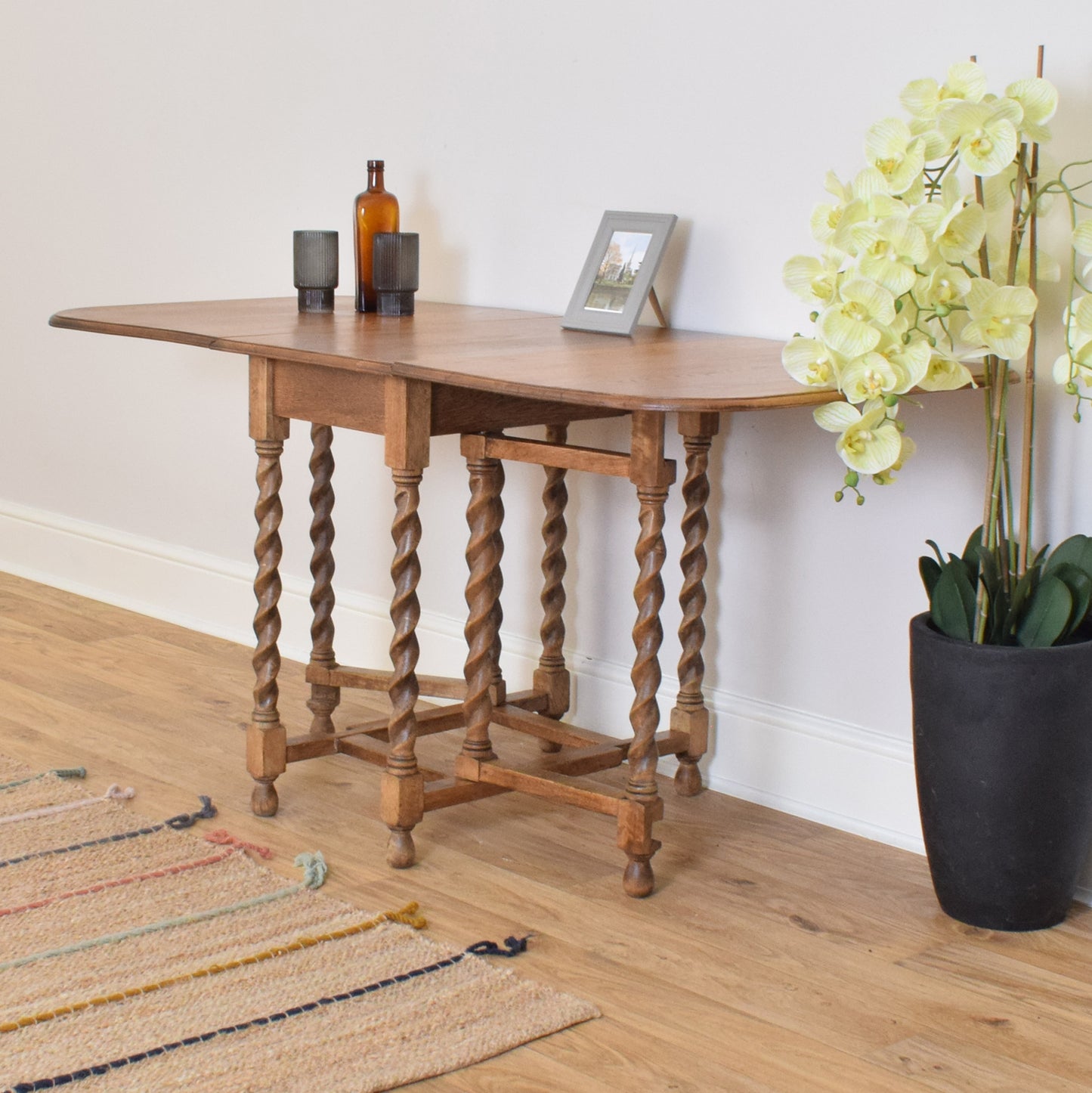 Restored Oak Drop-Leaf Table