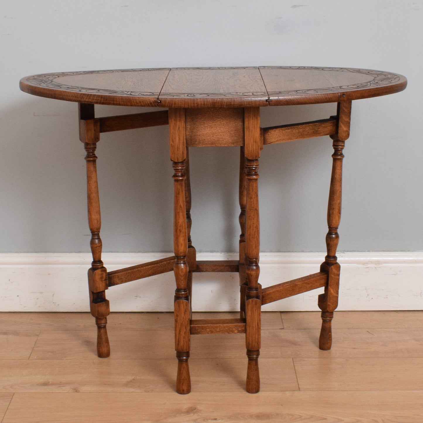 Small Carved Drop-Leaf Table