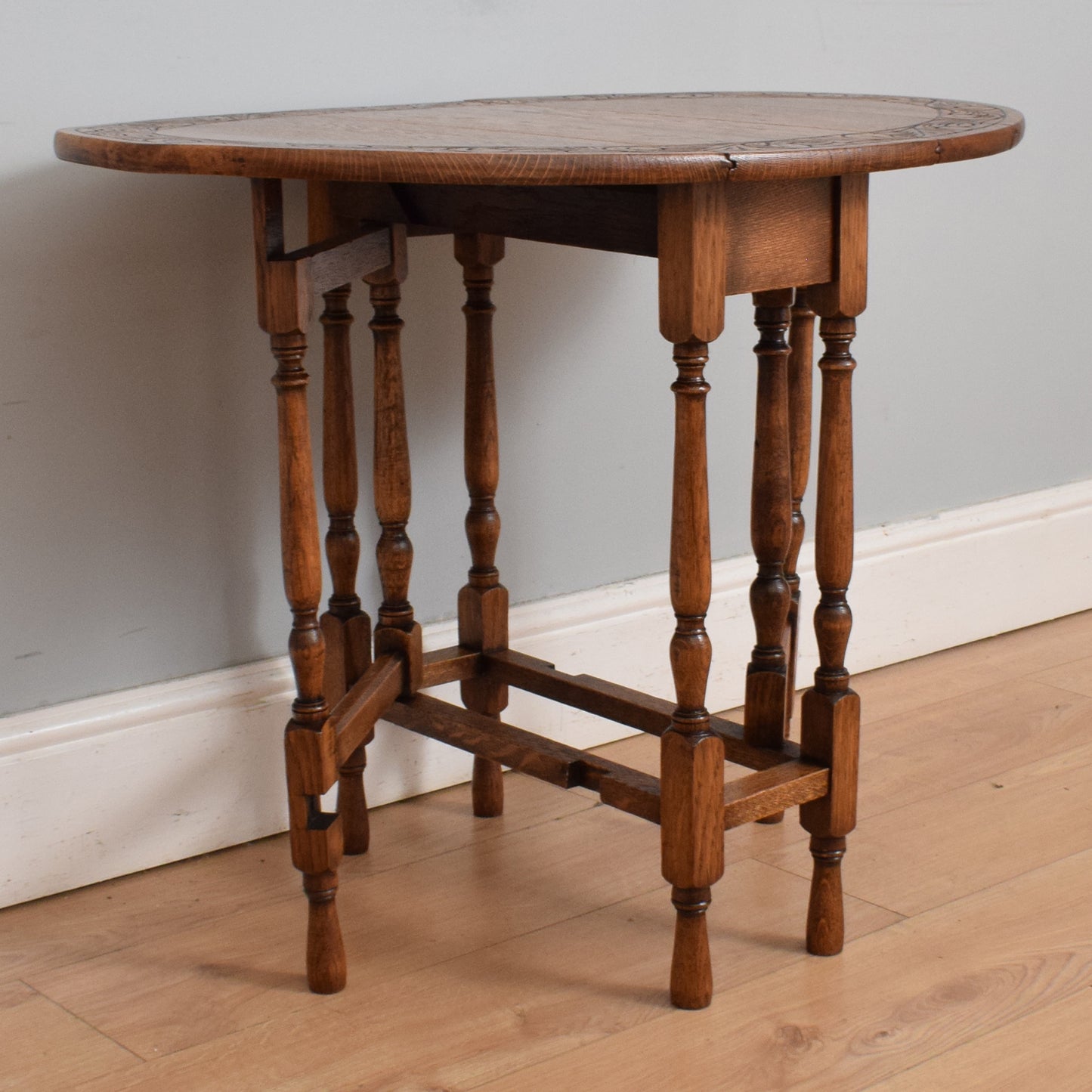 Small Carved Drop-Leaf Table