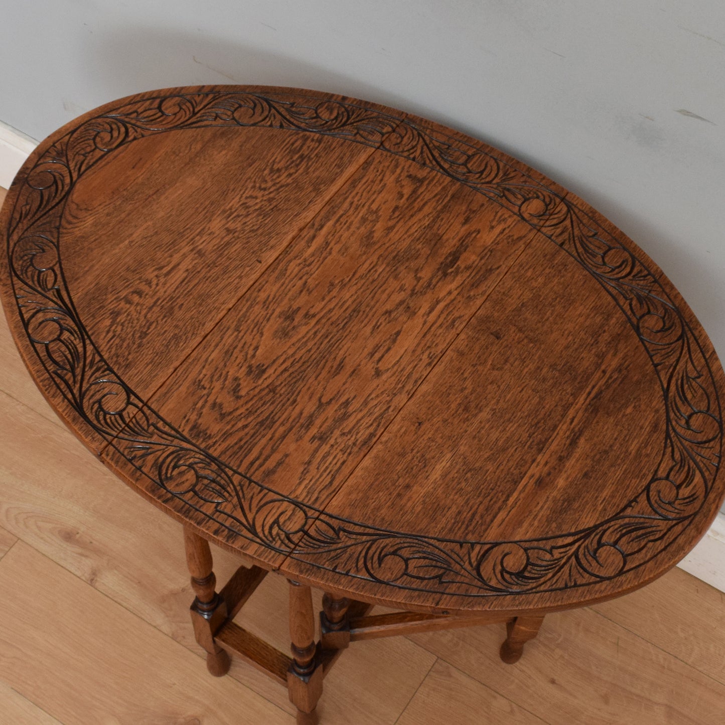 Small Carved Drop-Leaf Table