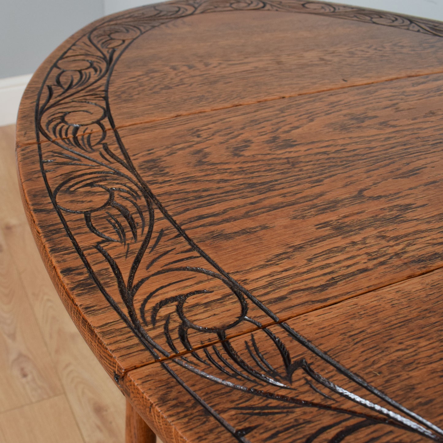 Small Carved Drop-Leaf Table
