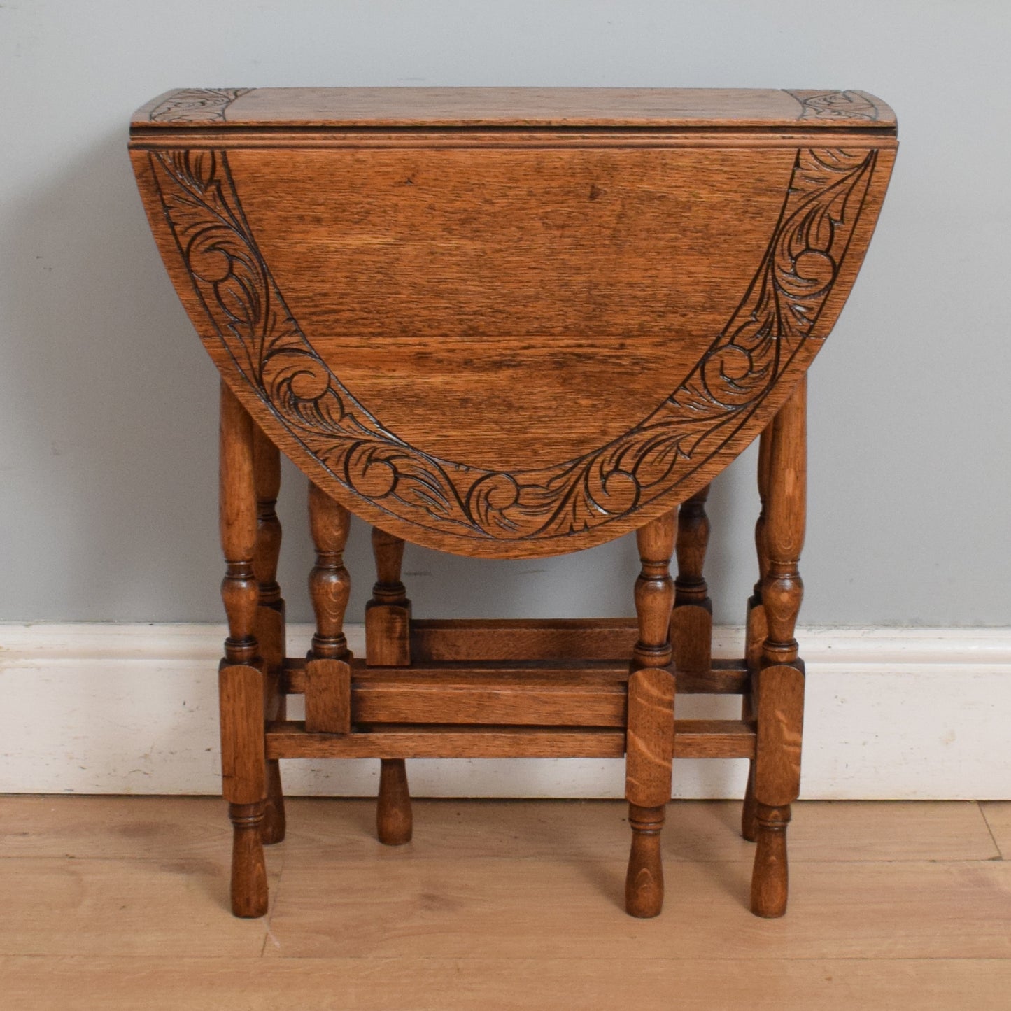 Small Carved Drop-Leaf Table