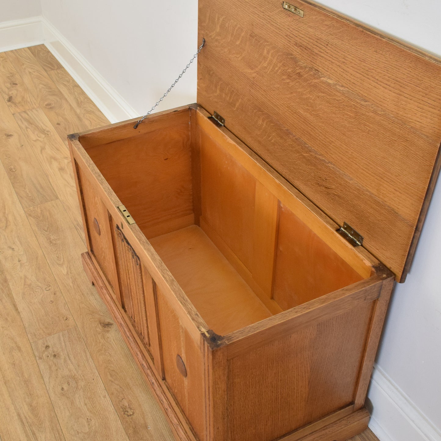 Oak Linenfold Storage Box