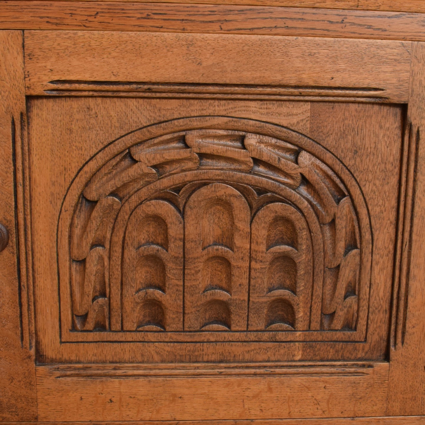 Rustic Carved Oak Sideboard