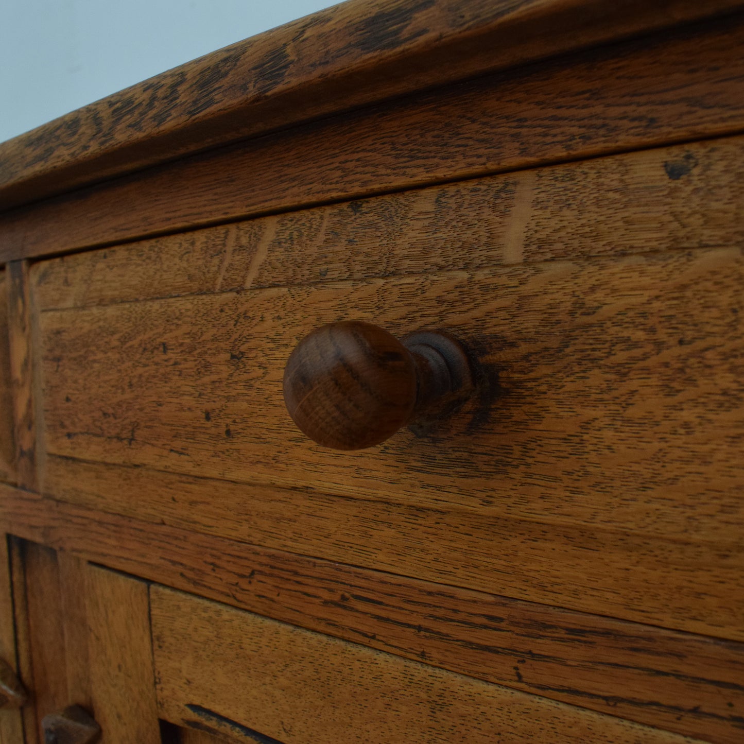 Rustic Carved Oak Sideboard